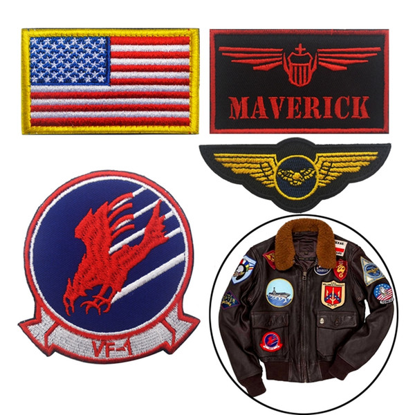 18VP-49 Hot sale Pilot armband embroidery tactical patch with magic stick Armband patches 4pcs a set Army patch for Pilot jacket