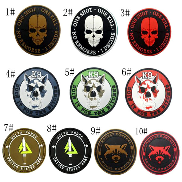 VP-149 K9 PVC patches badge Delta Force/Rocket Powered Tactical 3D Patch Combat Badge Fabric Armband Badges morle patches