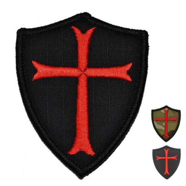 GPF-028 2.5*3 inch 3D Embroidered Patches Knights Templa patch Morale Patch with magic tape armband Shield badge sew on patch