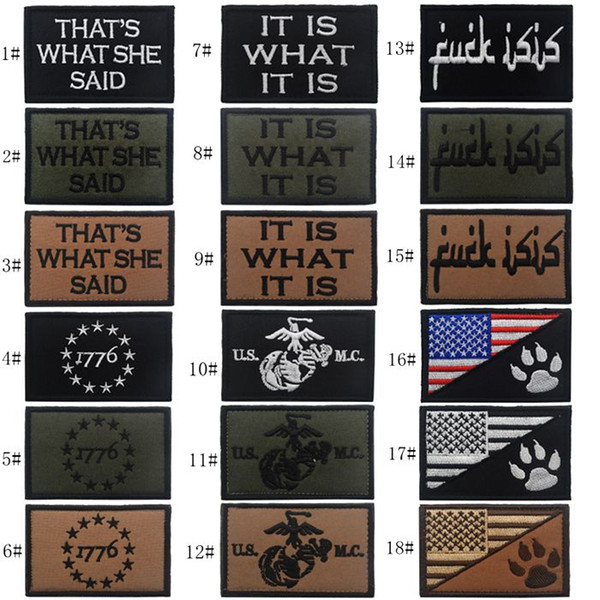 18VP-9 Hot sale Embroidery tactical patches with magic stick 1776 IT IS WHAT IT IS Armband patches US FLAG Army patch jacket/cap