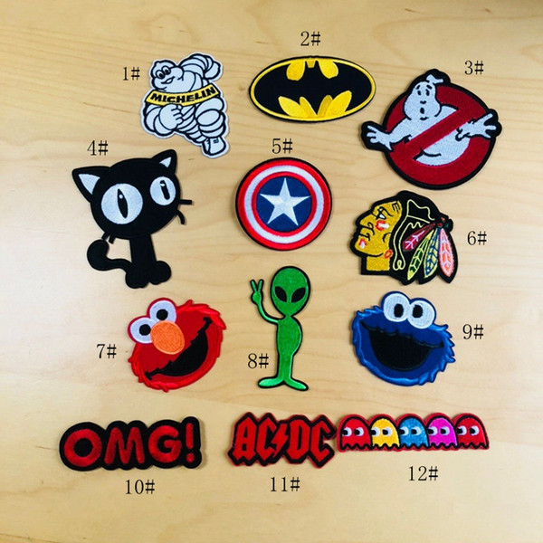 8P-12 High quality BATMAN Iron On Patches ACDC Ghost Busters sew on patch for clothing can customer design