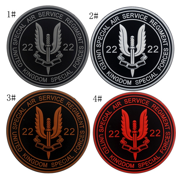 18VP-42 Wholesale Special Air Service PVC tactical Patches with magic tape UK 22 special forces rubber patch morle badges