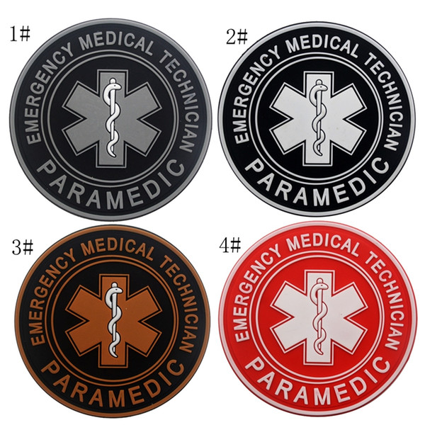 18VP-41 Wholesale paramedic emergency medical technician PVC tactical Patches with magic tape rubber patch morle badges