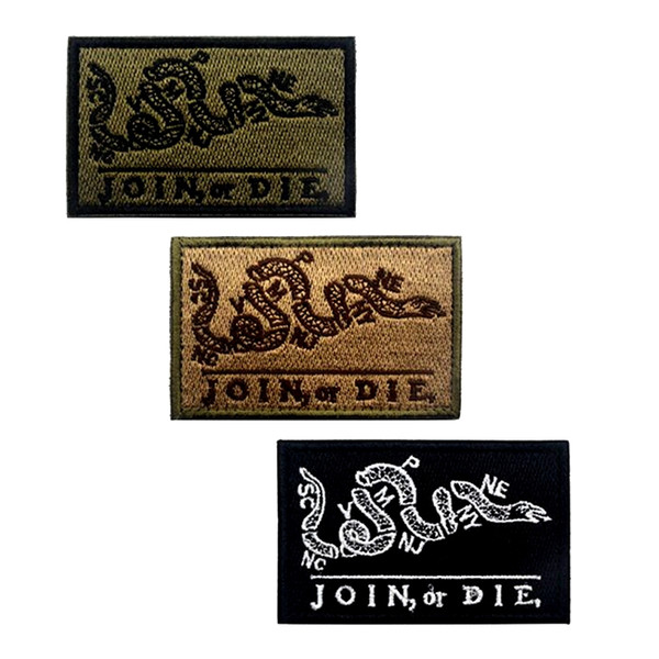 18VP-20 3D Embroidered morale Pacthes Join Or Die Tactical patch with magic stick for jacket/cap morale