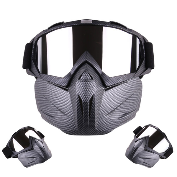 tactical hunting half face mask glasses Motorcycle Helmet Riding Detachable Modular Face Mask Windproof Breathable Shield Goggles Outdoors