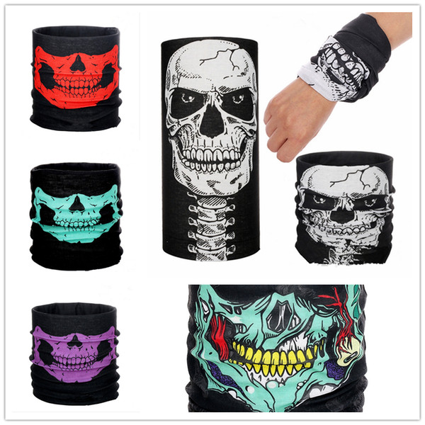 Muti-functional Skull Bandana Helmet Neck Face Masks For Bike Motorcycle Ski Outdoor Sports Halloween Skeleton Scarf 8 color