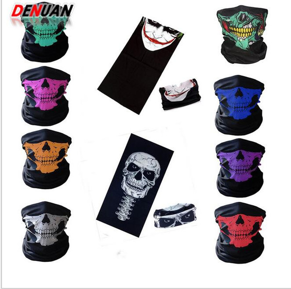 Party Halloween Scary half face Mask Festival Skull Masks Skeleton Motorcycle Bicycle Multi Masks Scarf Half Face Ski Bi Mask Cap Neck Ghost