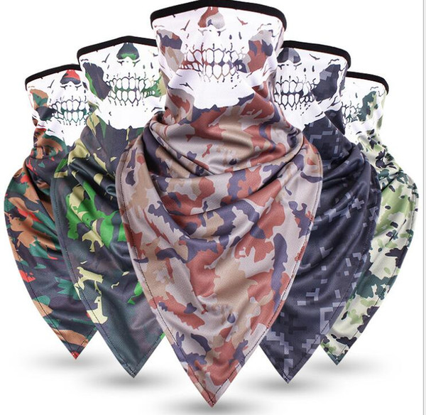 camo Tactical scarf skull skeleton masks motorcycle bike cycling camouflage hooded scarves dustproof quick dry head scarf