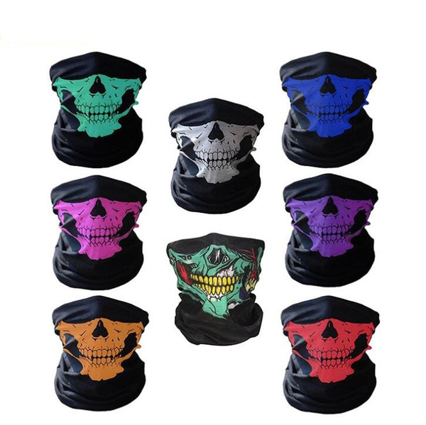 DHL Free shipping 200pcs Skull Design Multi Function Bandana Ski Sport Motorcycle Biker Scarf Face Masks Outdoor Facial Mask Black Color