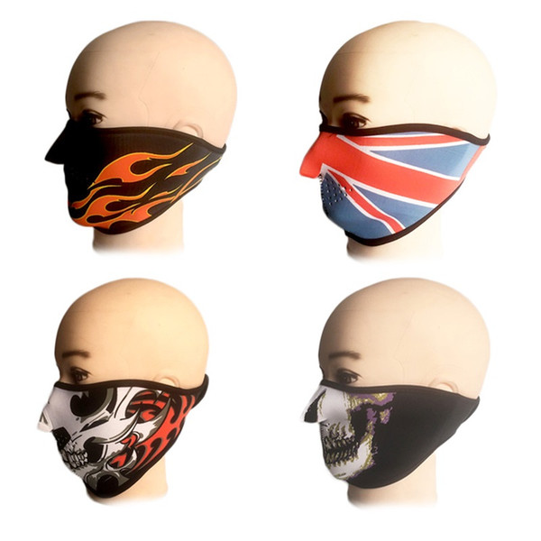 Half Face Mask Neoprene Keep Warm Reversible MTB Bike Ultra Comfortable Cycling Lightweight Breathable Bicycle Skull Printing 5 5xk V