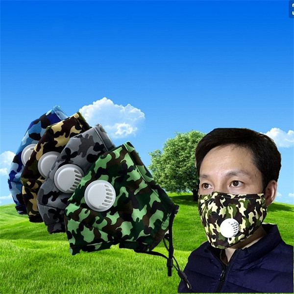 Dustproof Masks Anti Haze PM2.5 Activated Carbon Fold Keep Warm Ventilation Half Face Mask Camouflage Breathing Valve 3lh V