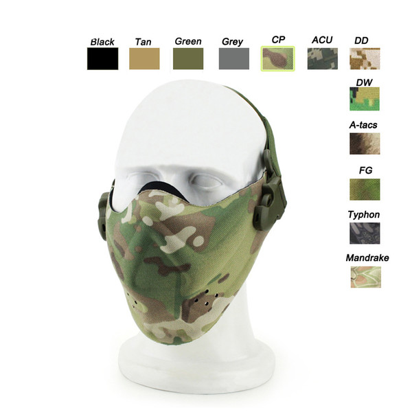 Outdoor Airsoft Paintball Shooting Gear Half Face Protection Tactical 900D Nylon Waterproof Fabric Camouflage Airsoft Mask