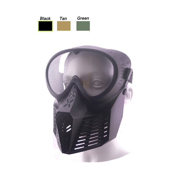 Outdoor Airsoft Paintball Shooting Face Protection Gear Full Face Bee Style Tactical PC Lens Paintball Mask