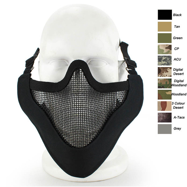 Outdoor Airsoft Shooting Face Protection Gear V9 Metal Steel Wire Mesh Half Face Tactical Airsoft Mask