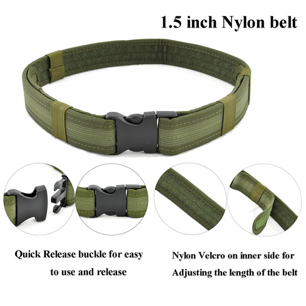 USA Free shipping 1.5inch 38mm Police Security Heavy Duty Belt Tactical Combat Gear Utility Nylon Adjustable Belt For Men's pants