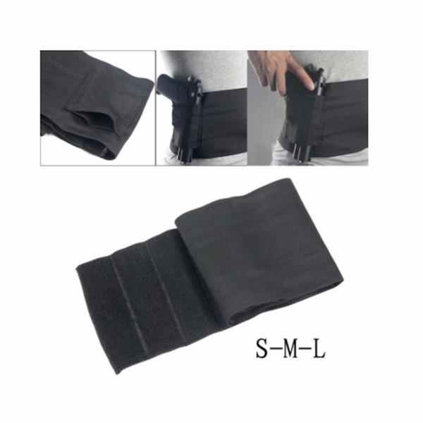 Elastic Belly Gun Band Adjustable Waist Belt Binder Pistol Holster with 2 Mag Pouch Abdominal Slimming Undercover Black Color