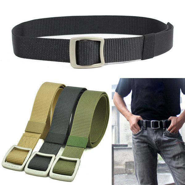 Fashion Unisex Thicken Nylon belt metal smooth buckle tactical police duty belt for men's and women's Outdoor and Casual activities