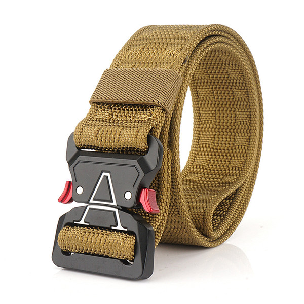 Men's Tactical Belts Heavy Duty Work Belt Quick-Release Webbing Nylon Belts with Metal Buckle for Outdoor Sports Travel Hiking