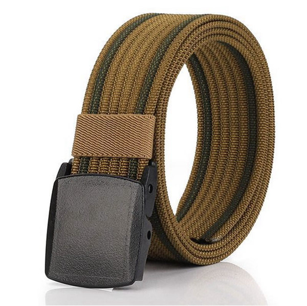 Nylon Tactical Men Waist Belt Breathable Outdoor Webbing Canvas With Plastic Buckle for Sports Hiking Hunting Camping