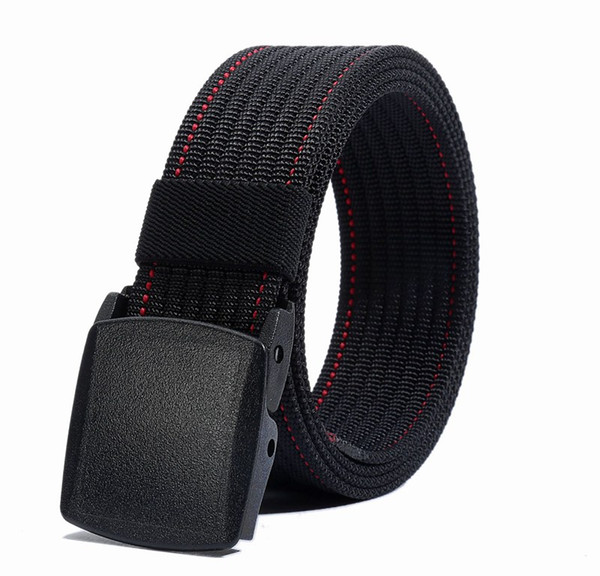 Nylon Tactical Belt Men Outdoor Webbing Canvas Belt Waist Support Wearable Breathable with Plastic Buckle for Sports Hiking Hunting Camping