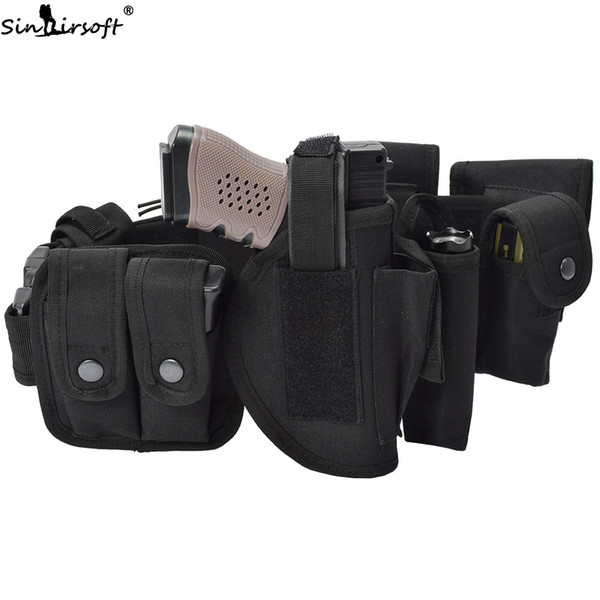 SINAIRSOFT Tactical Multifunctional Guard Belt Kit Suit Girdle Waistband with 10 Mag Pouch Holster Security Police Guard Utility Kit Nylon