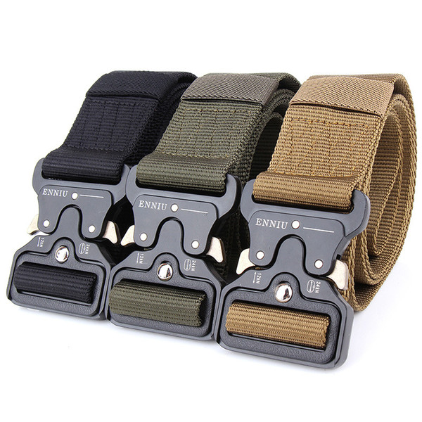 Wholesale High Quality Men's Canvas Belt Metal Insert Buckle Nylon Training Belt Army Tactical Belts for Men,Can Be Custom-made