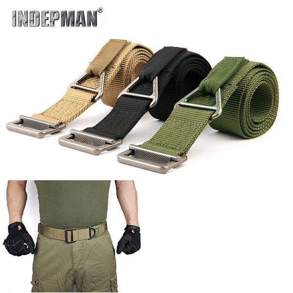 Indepman Multifunction Waist Belt High Density Nylon Tactical Belt Full Metal Buckle For Outdoor Hunting Climbing Hiking Rescue.