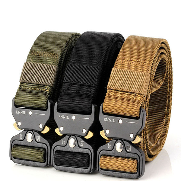 Quick Release Buckle Safety Nylon Belt Metal Hook DIY Outdoor Sports Tactical Belt Jewelry Accessory LJJS151