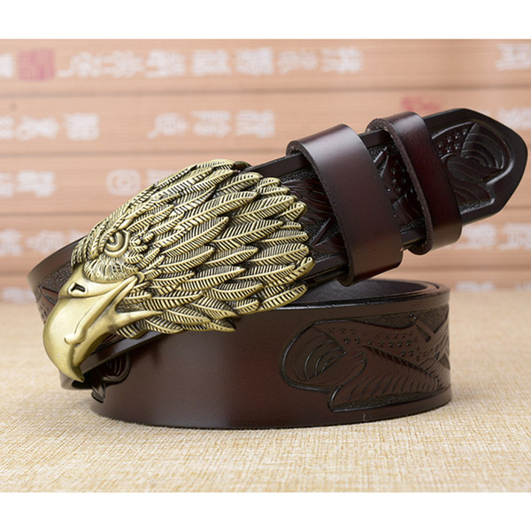 Eagle head man belt The First Layer Genuine Leather Men belts Brand Cowskin Fashion Vintage Male Strap Ceinture