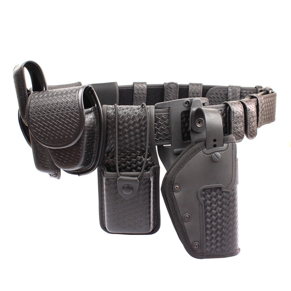 ROCOTACTICAL Police 10piece Duty Belt Rig Kit Includes Compact Light Holder Handcuff Case Radio Holder Belt Keepers MK4 OC Pouch Basketweave