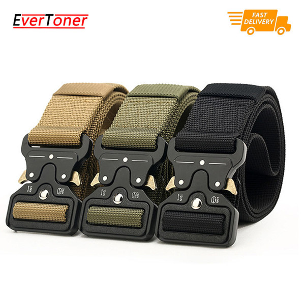 Men's Canvas Belt Metal Insert Buckle Nylon Training Belt Army Tactical Belts for Men Best Quality Male Strap