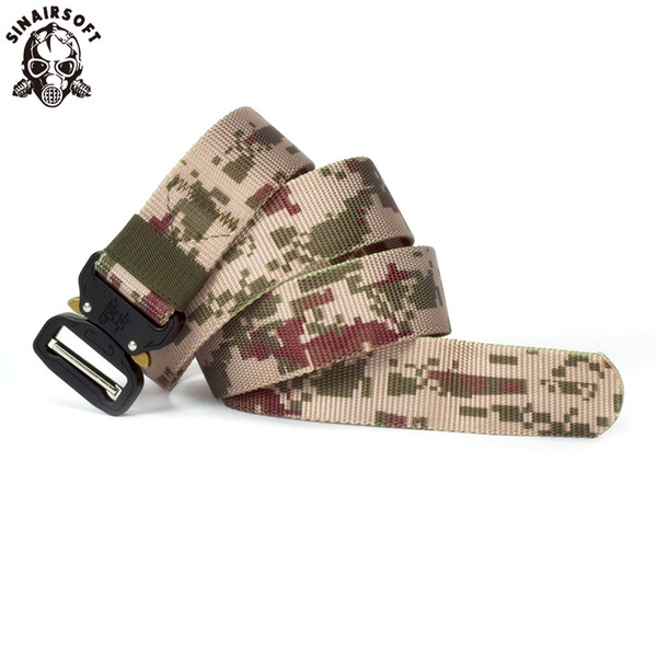 SINAIRSOFT Tactical Buckle Belt Outdoor Heavy Duty Hunting Tactical Waist Belt Adjustable Nylon Belt with Metal Buckle Men Rescue Tool strap