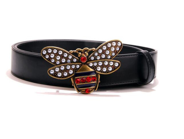 2019 Hot sell Classic design style Little bee Belt buckle cowhide Leather belt 105-125CM