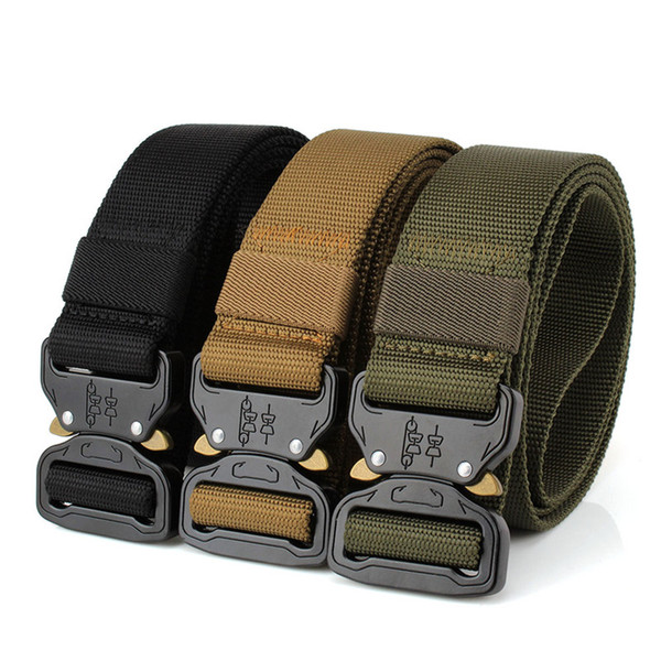 4 Color Tactical Belt Men Outdoor Adjustable Heavy Duty Tactical Waist Belts with Metal Buckle Nylon Belt Hunting Accessories