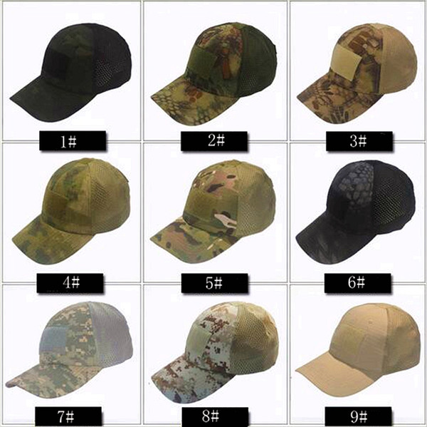 18VC-01 Men Women mesh Tactical Cap Outdoor Hunting Camping special forces summer morale caps for Baseball can mixcolor