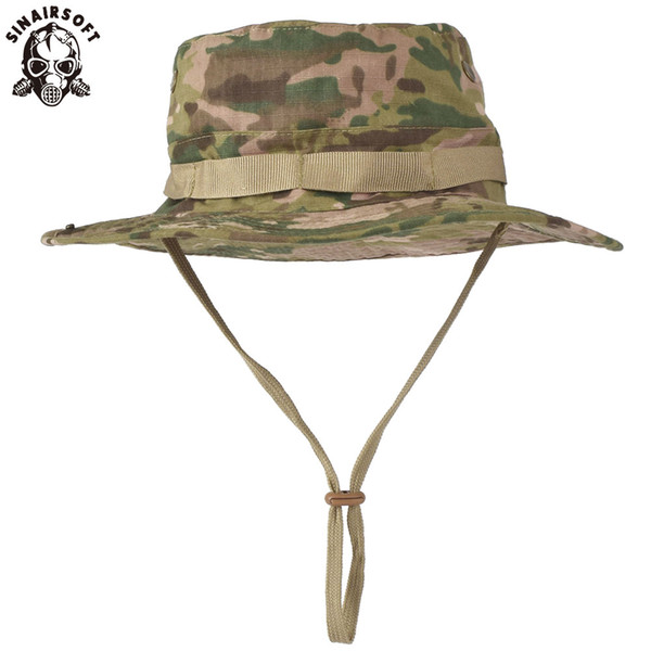 SINAIRSOFT Tactical Airsoft Sniper Camouflage Boonie Hats Nepalese Cap Mens American Bucket Wide Brin Sun Hat Cowboy Caps for Hiking Fishing