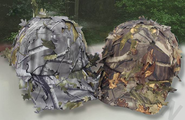 Outdoor sport 3D camouflage fishing hat man hunting CS camping Jungle Bionic Leaves cap Tactical Climbing Baseball brim cap