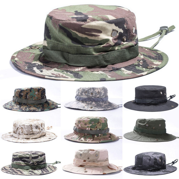 Hot Sale 17 Styles Tactical Bucket Beanie Hats Airsoft Sniper Camouflage Nepalese Cap Outdoor Camping Fishing Hiking Hat Adjustable G702F