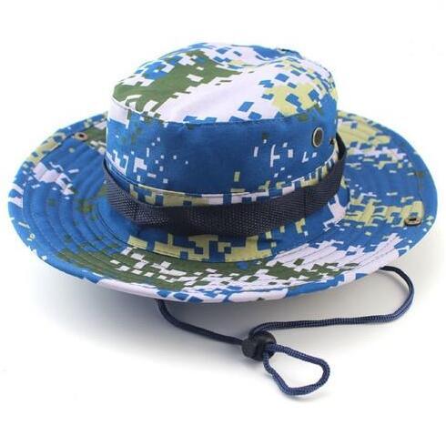 new wholesale polyester bucket hat for men Fashion Camouflage Camo Fisherman Hats With Wide Brim Sun Fishing Bucket Hat Camping Hunting Hat