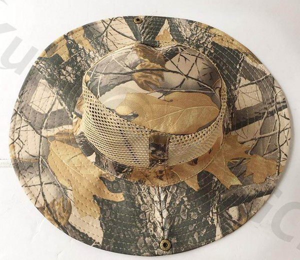 Outdoor sport camouflage fishing hat man hunting CS camping Jungle Maple Leaf cap UV Tactical Climbing width brim cap