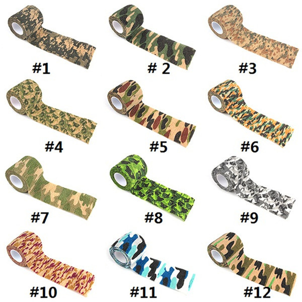 12 COLORS 5cmx4.5m Camo outdoor camouflage hunting tape tools camouflage stealth tape durable waterproof curling bike stickers M0301