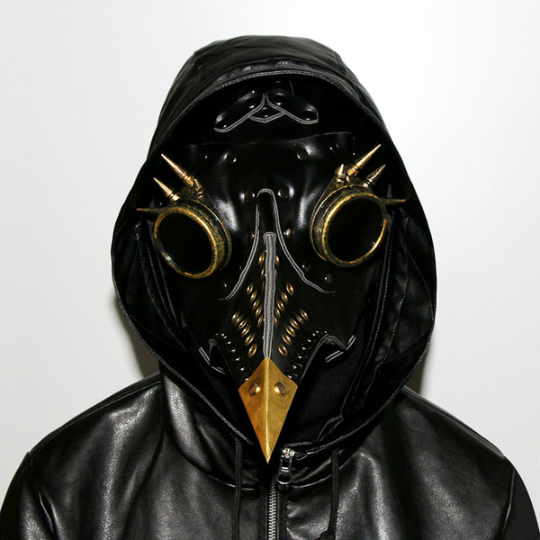 Steampunk Gothic Retro Plague Beak Plague Doctor Bird Mask Halloween Christmas Costume Props Real PU Free Shipping G218S