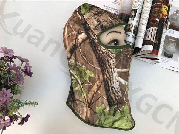 Outdoor sport camouflage fishing face mask hat cover man hunting CS camping Bionic Leaves hat Tactical hood Climbing Keep warm cap