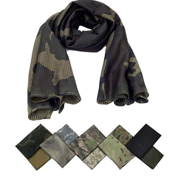 Hot Sale Scarves Multi-color Tactical Camouflage Net Mesh Army Scarf Shemagh Cover Neckerchief Camo Hunting Scarves