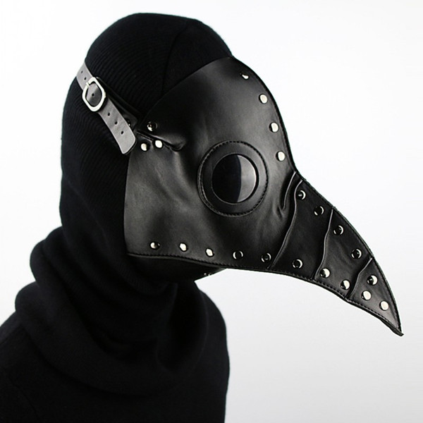 Black Steampunk Gothic Retro Plague Beak Doctor Bird Mask Halloween Christmas Costume Props PU Leather Fashion Accessory G220S