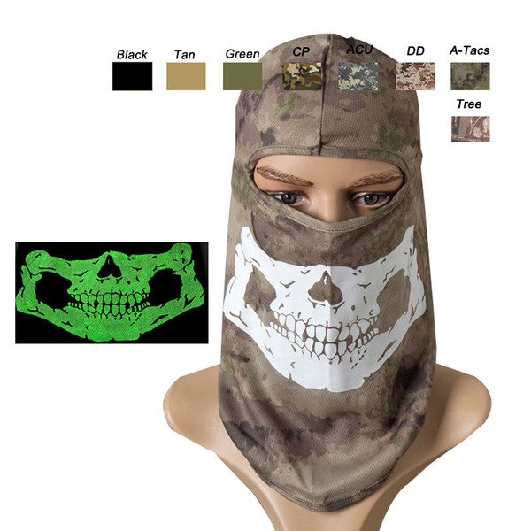 Outdoor Airsoft Paintball Shooting Equipment Full Face Tactical Airsoft Camouflage Mask Glow in the Dark Ghost Skull Mask