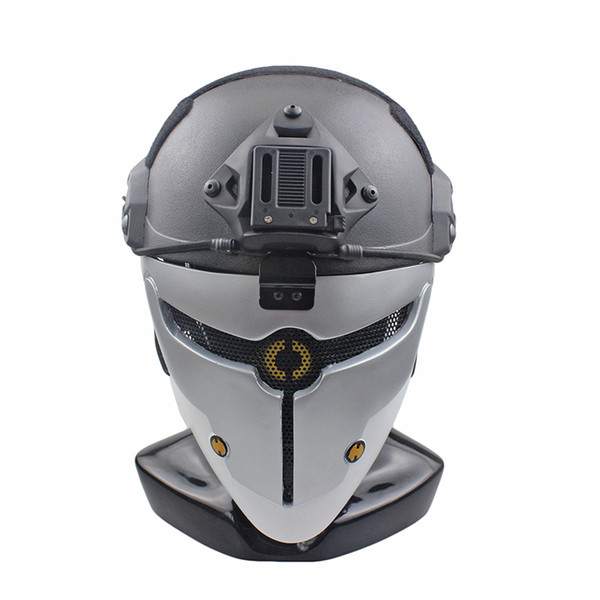 New Design Sport Outdoor FRP Carbon Fiber stripe Tactical Combat Gray Fox half Face Mask Paintball airsoft Protective Mask Hood