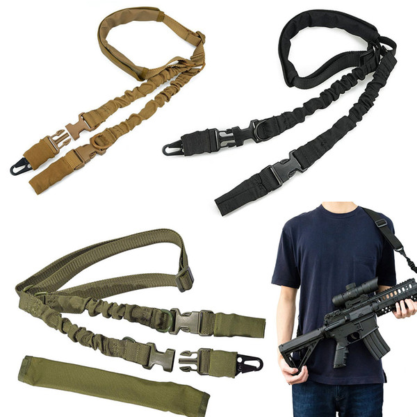 Tactical 2 Points Rifle gun Sling with Padded and upgrade version metal hooks Heavy Duty Nylon Adjustable Bungee Gun Sling Strap Belt System