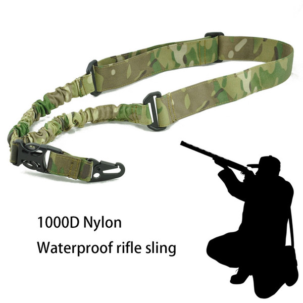 1 Point Rifle Gun Sling Strap combat with Adjustable Bungee Tactical single point Gun Sling Airsoft Hunting Sling For outdoor Shotgun