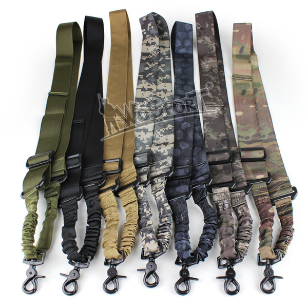 Tactical 1 One Point Single Airsoft Tactical Gun Weapon Adjustable Nylon Bungee Sling System Khaki Strap 7 colors